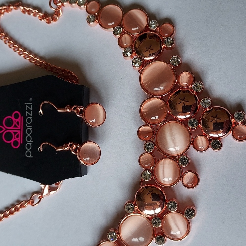 Paparazzi Rosegold Colored Necklace with Earrings,  NWOT